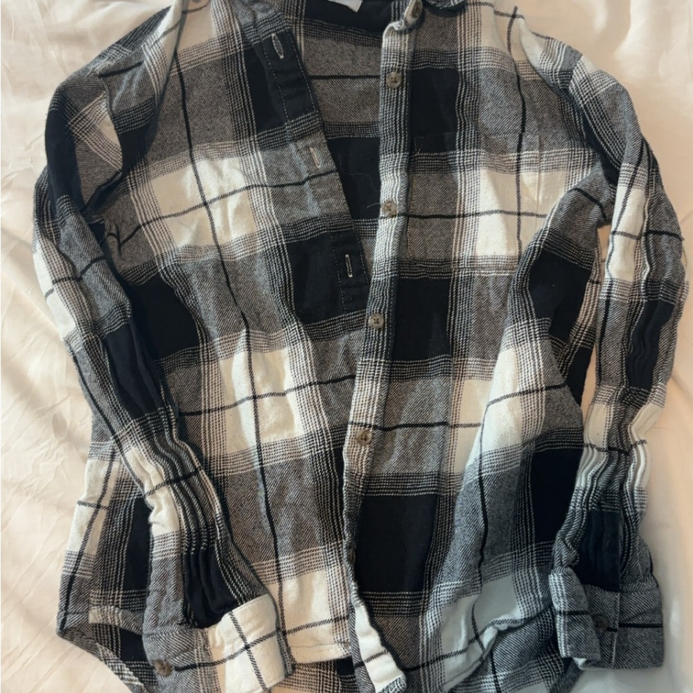 Kids Black and White Plaid Flannel